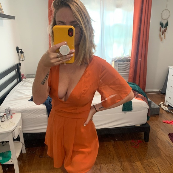 Charlotte Russe orange romper - Picture 6 of 7